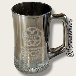 Vintage Walt Disney World EPCOT Center Glass Mug – Silver Glitter Logo